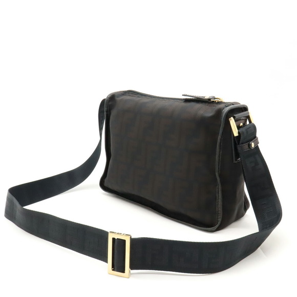Fendi Nylon Black Bag Zucca Leather Shoulder Pattern - Picture 1 of 7